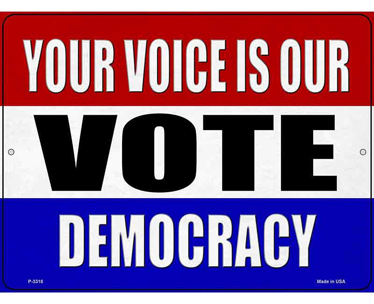 Vote Democracy Novelty Metal Parking Sign