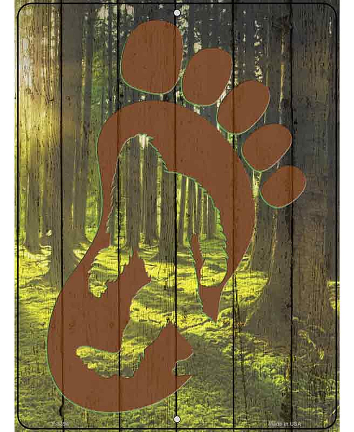 Bigfoot Foot Print Novelty Metal Parking Sign