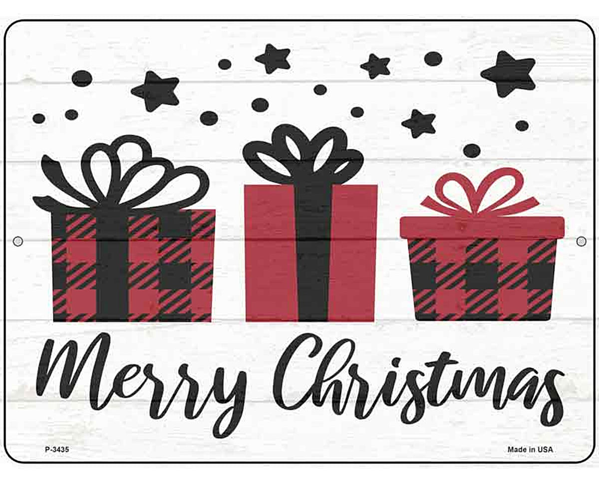 Merry Christmas Presents Novelty Metal Parking Sign