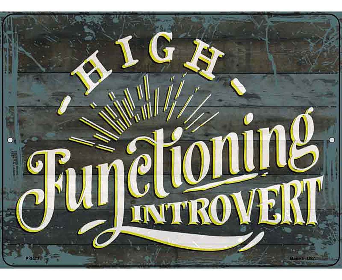 High Functioning Introvert Novelty Metal Parking Sign