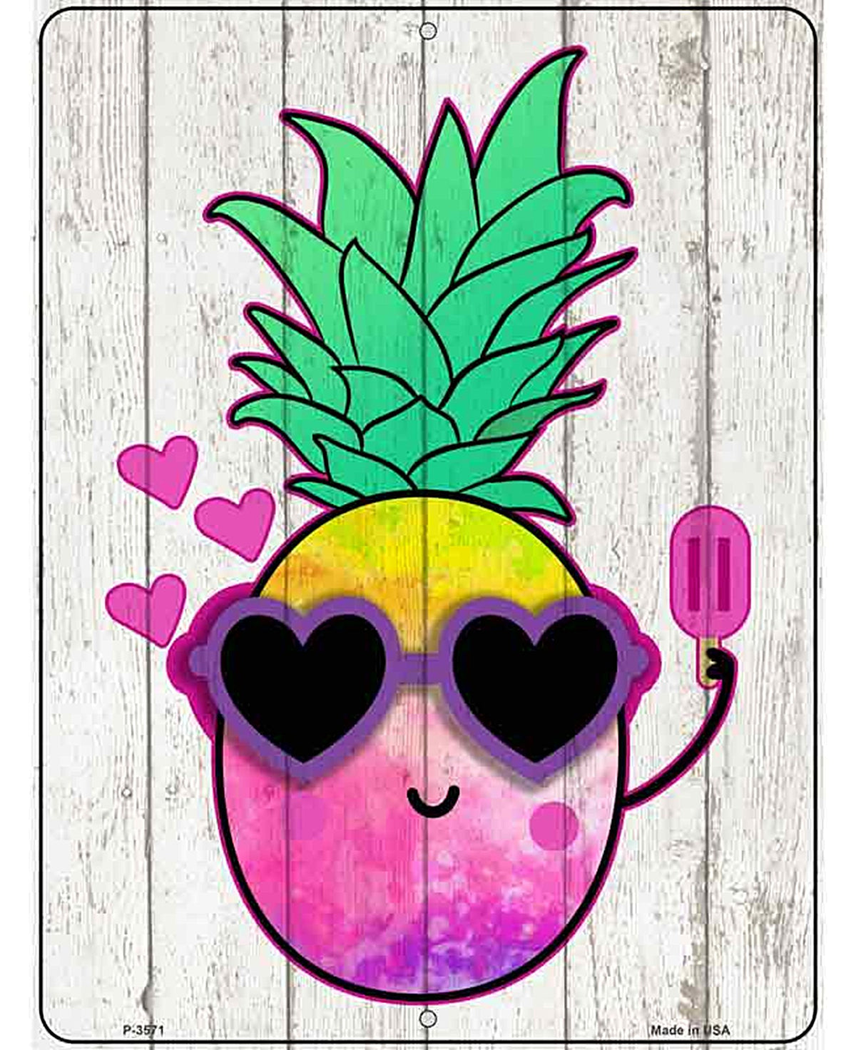 Watercolor Pineapple Novelty Metal Parking Sign