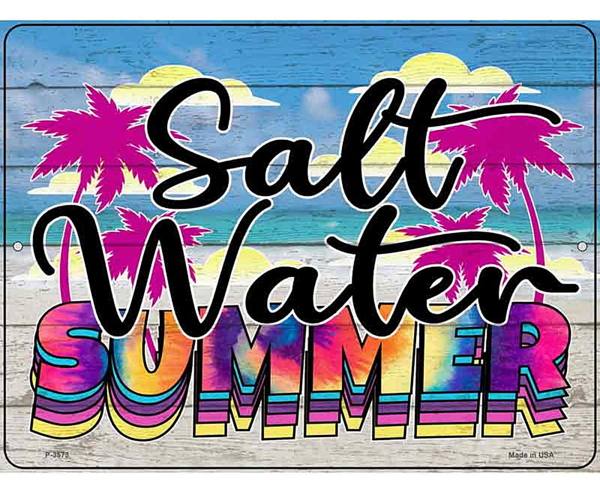 Salt Water Summer Tie Dye Novelty Metal Parking Sign