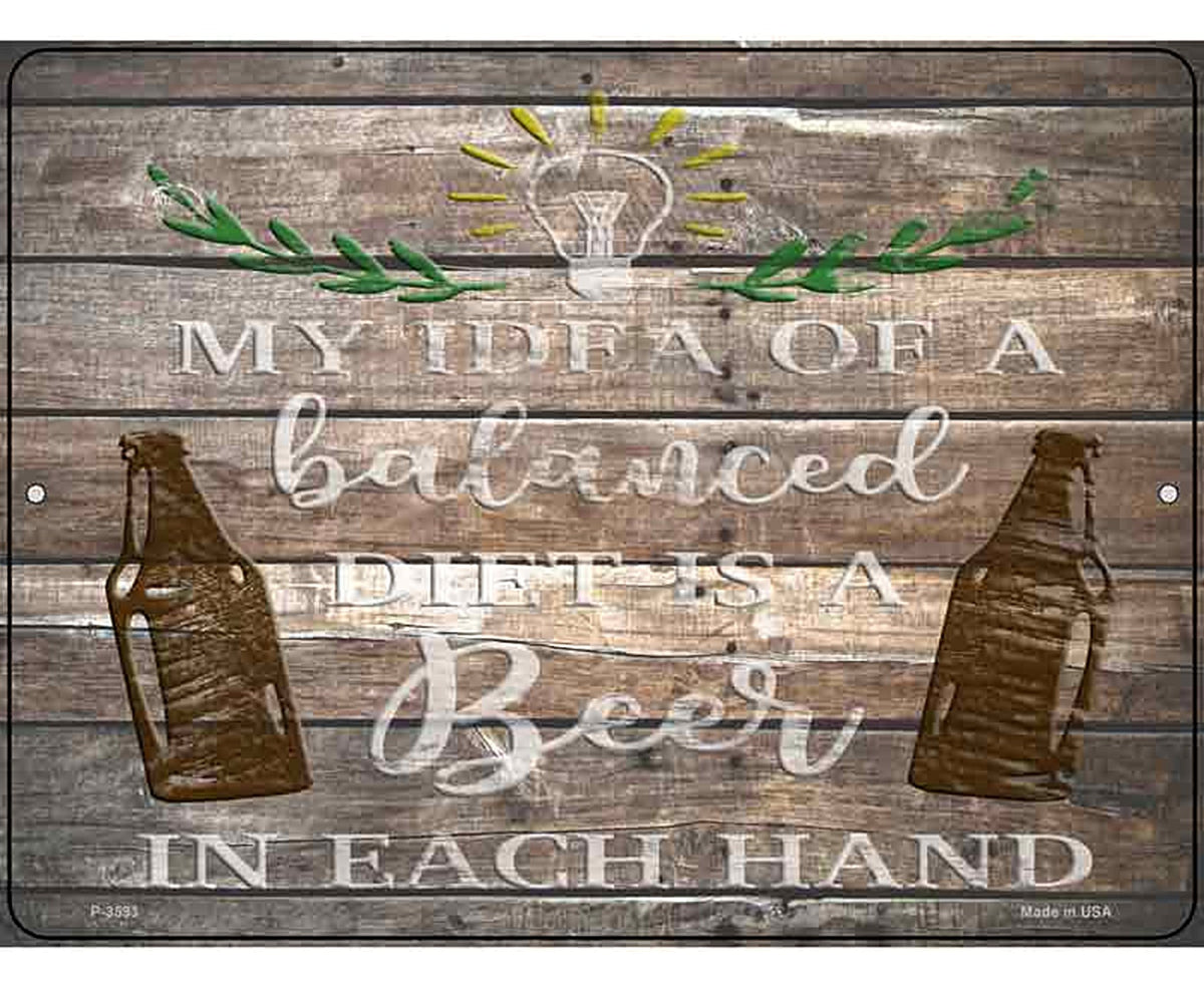 Beer In Each Hand Novelty Metal Parking Sign