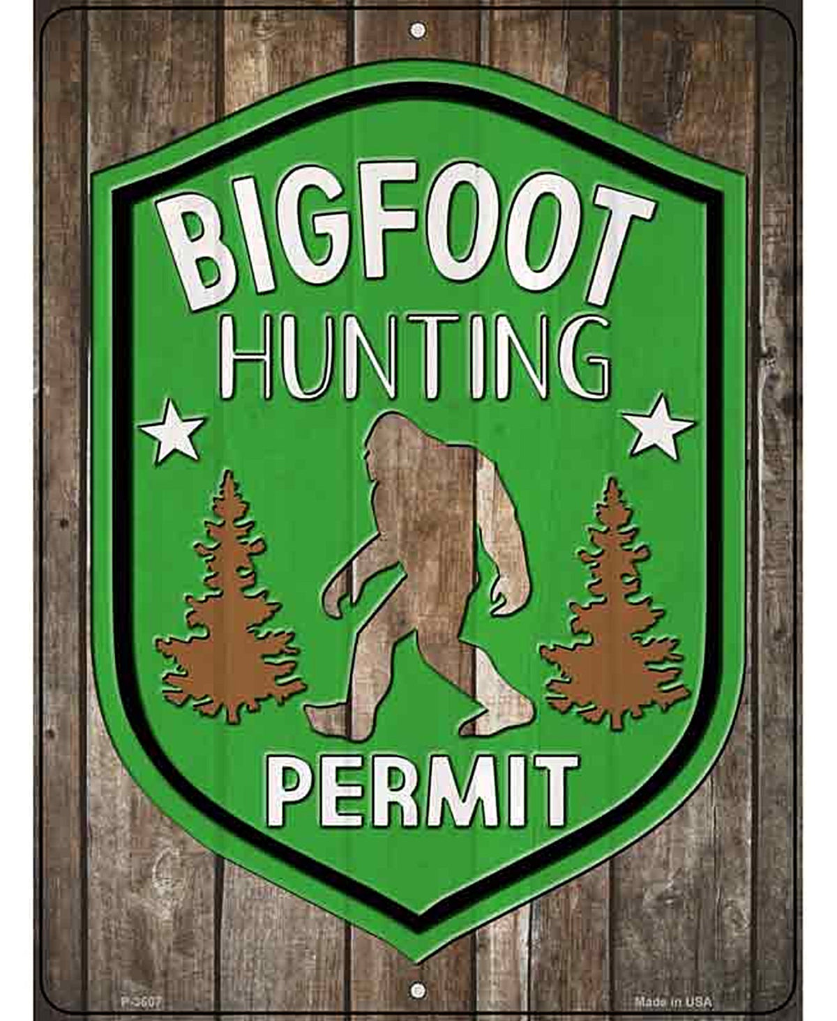 Bigfoot Hunting Permit Novelty Metal Parking Sign
