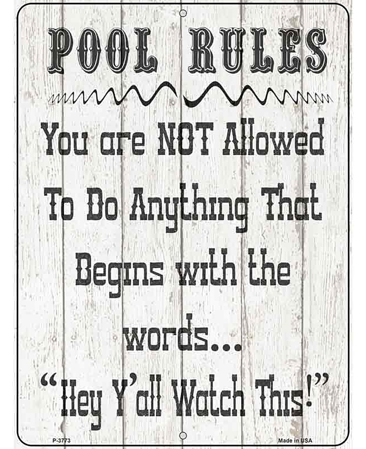 Pool Rules Novelty Metal Parking Sign