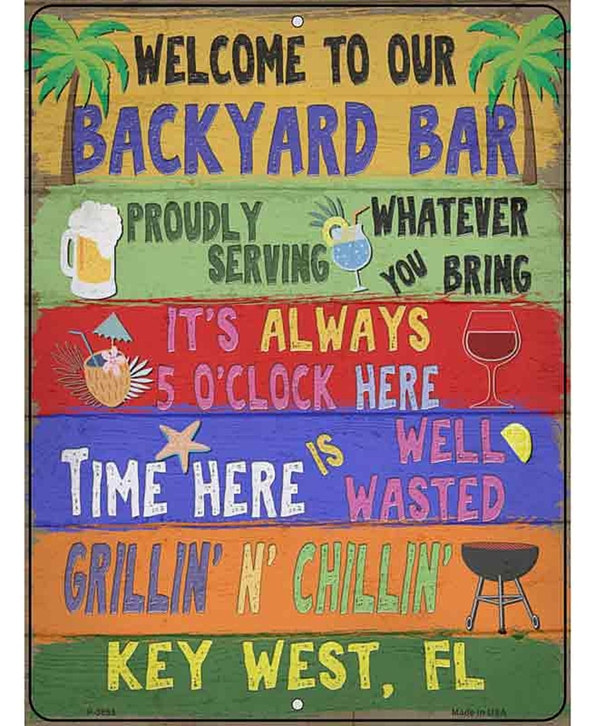Backyard Bar Key West Novelty Metal Parking Sign