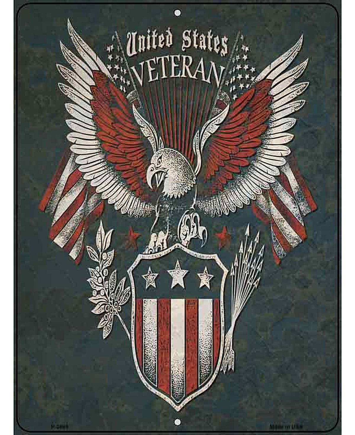 United States Veteran Eagle Novelty Metal Parking Sign