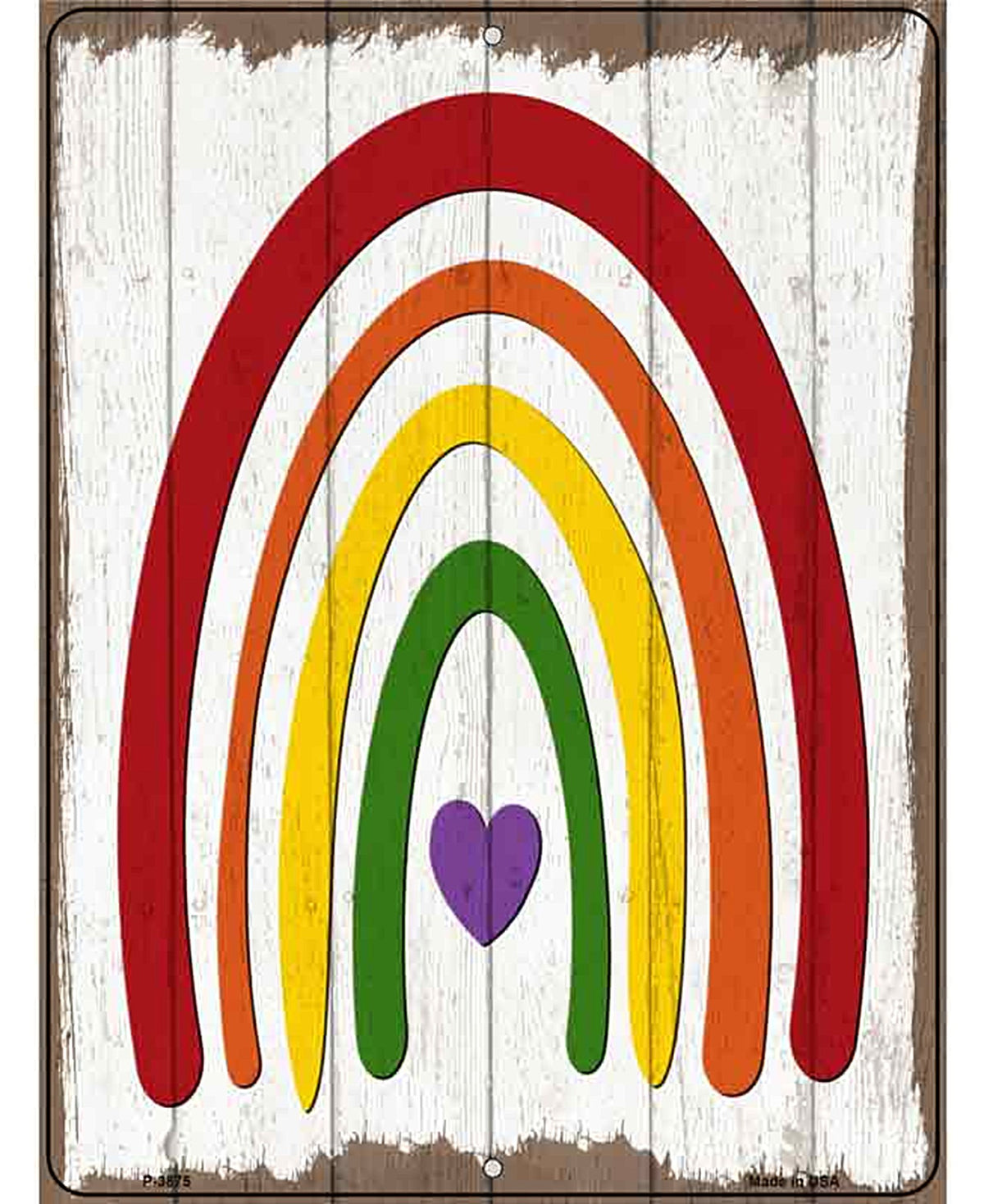 Rainbow With Heart Novelty Metal Parking Sign