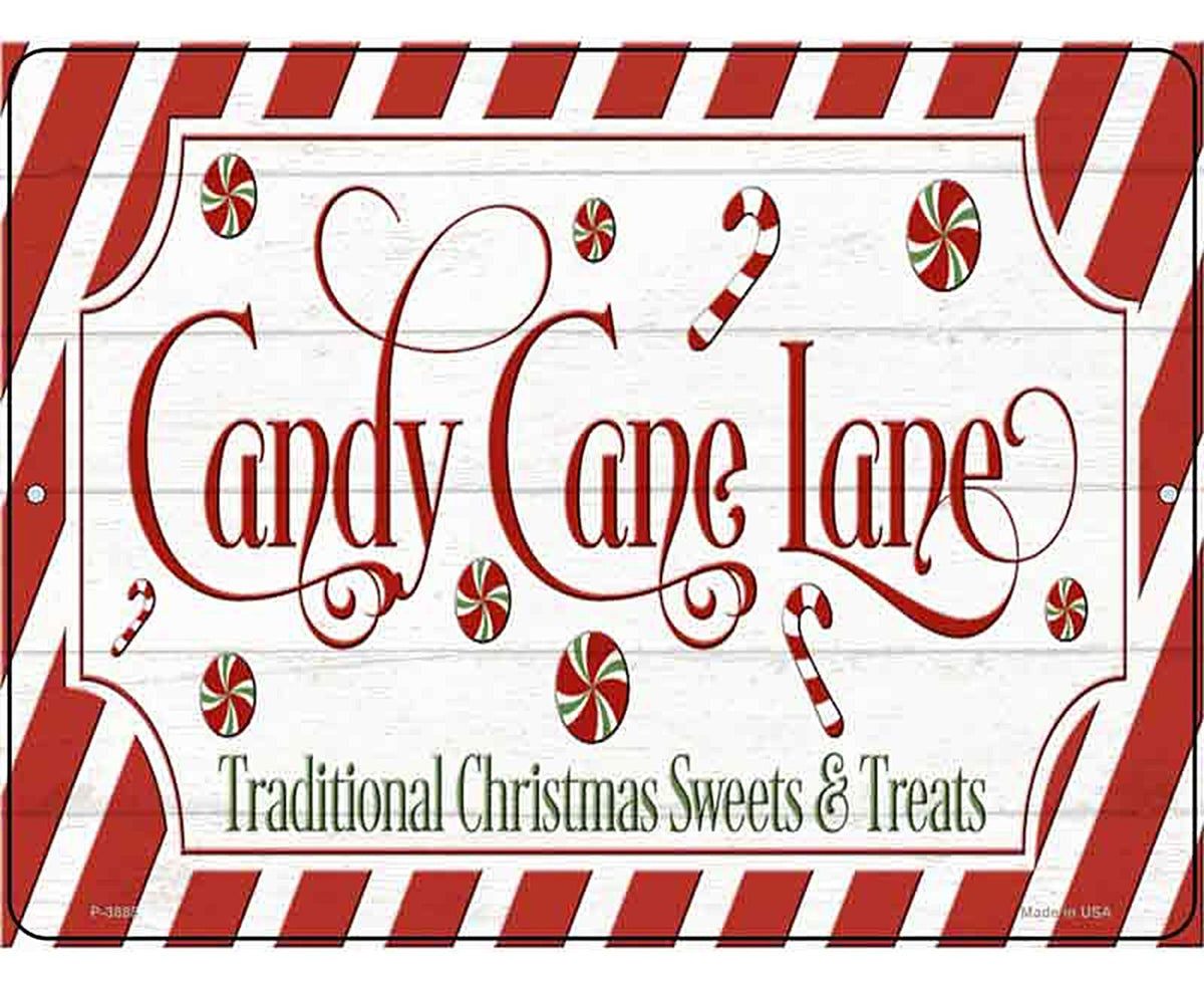 Candy Cane Lane Novelty Metal Parking Sign