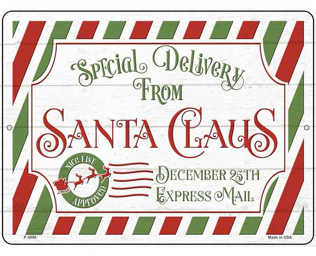Santa Claus Delivery Novelty Metal Parking Sign