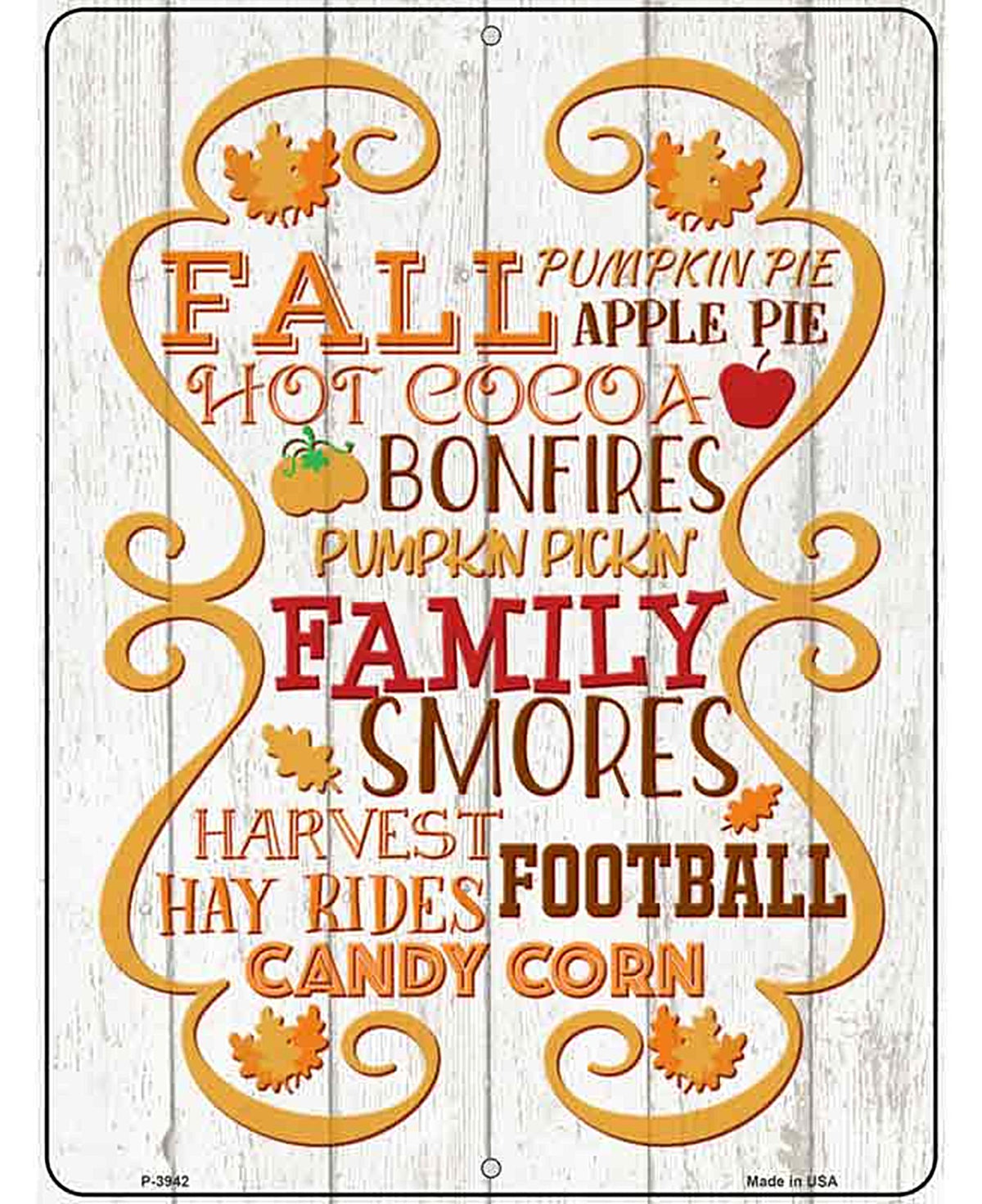 Fall Autumn Season Novelty Metal Parking Sign