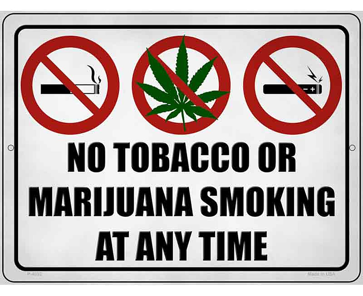 No Tobacco or Marijuana Smoking Novelty Metal Parking Sign