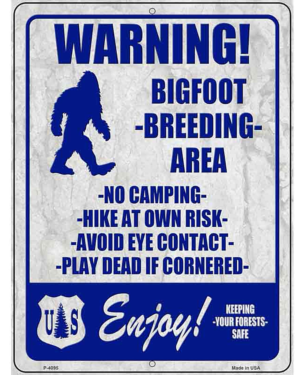 Warning Bigfoot Breading Area Novelty Metal Parking Sign