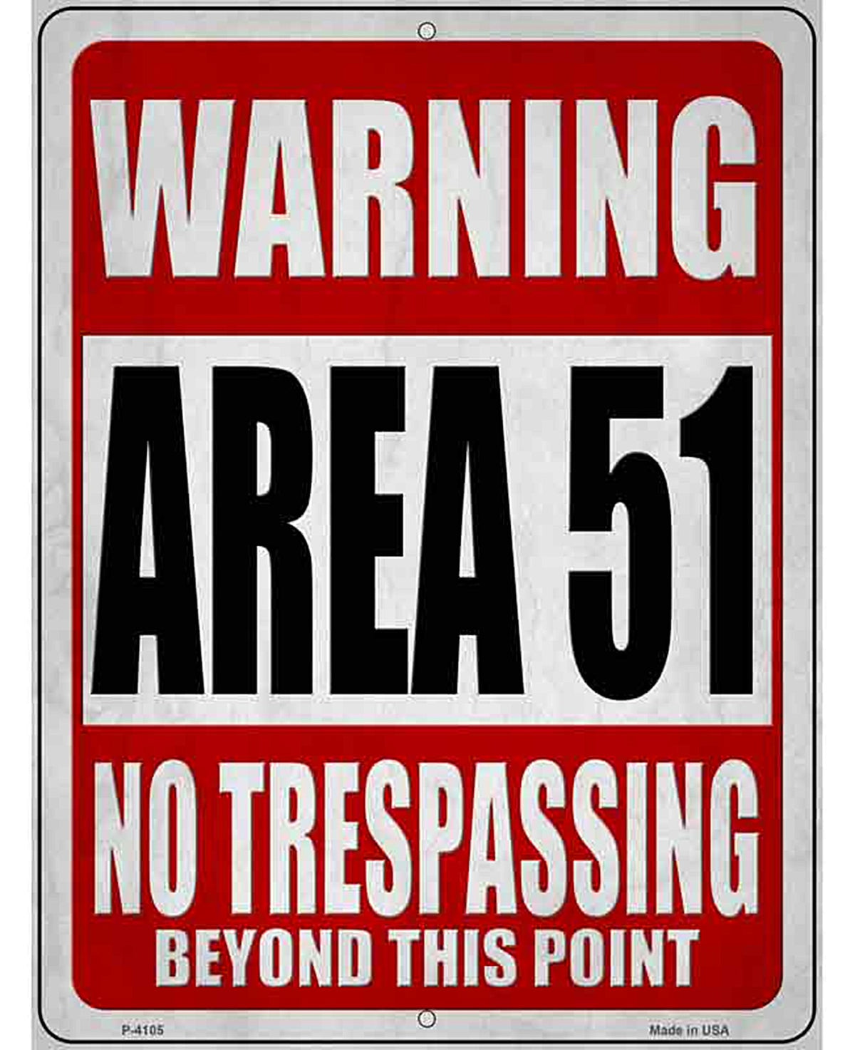 Warning Area 51 Novelty Metal Parking Sign