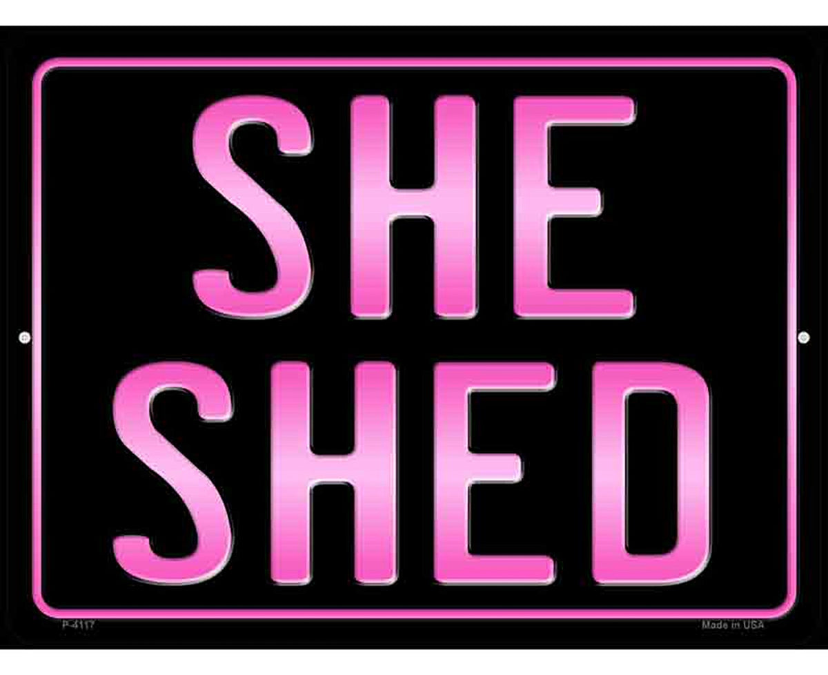 She Shed Pink Novelty Metal Parking Sign