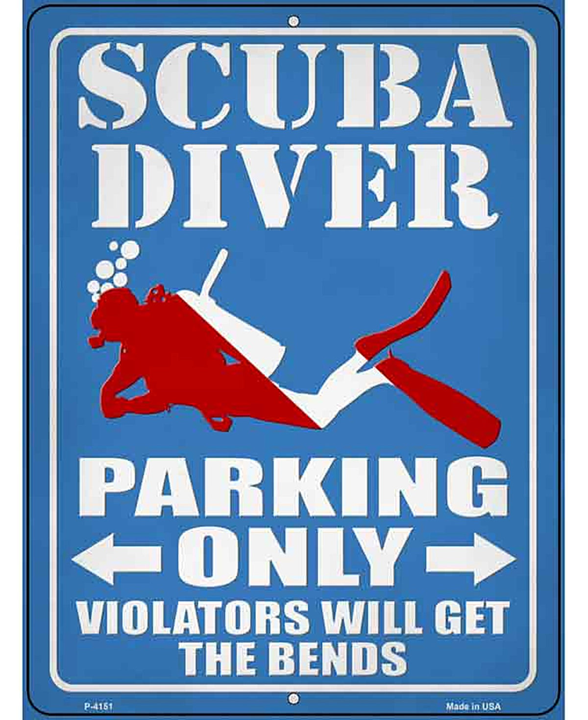 Scuba Diver Parking Only Novelty Metal Parking Sign