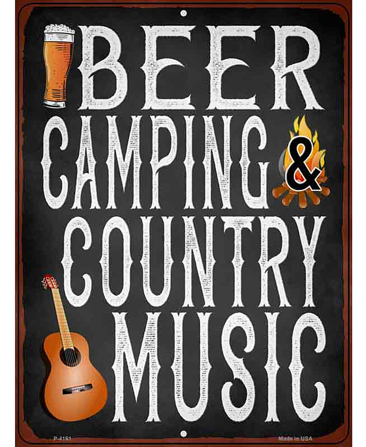 Beer Camping Country Music Novelty Metal Parking Sign