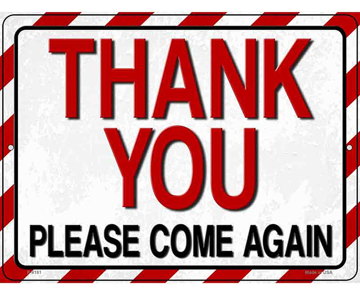 Thank You Striped Novelty Metal Parking Sign