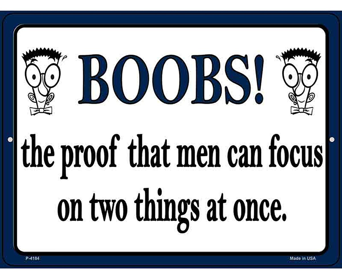 Boobs Proof Novelty Metal Parking Sign