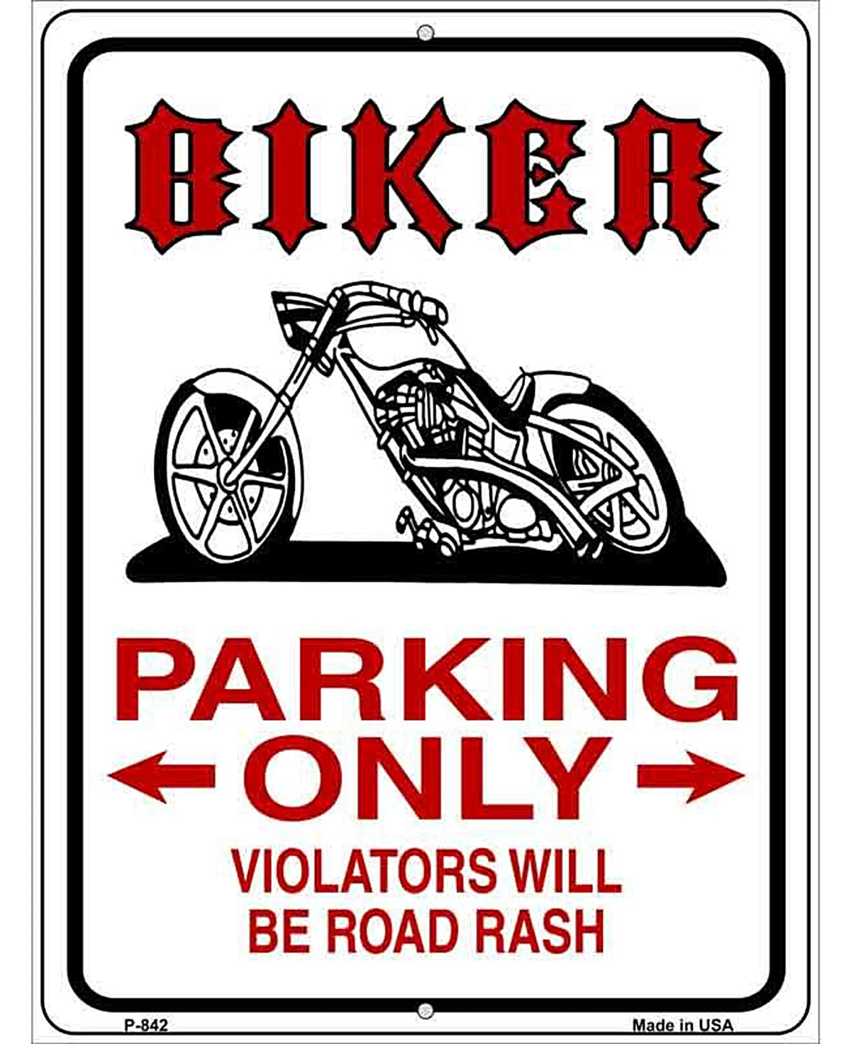 Biker Parking Only Metal Novelty Parking Sign P-842