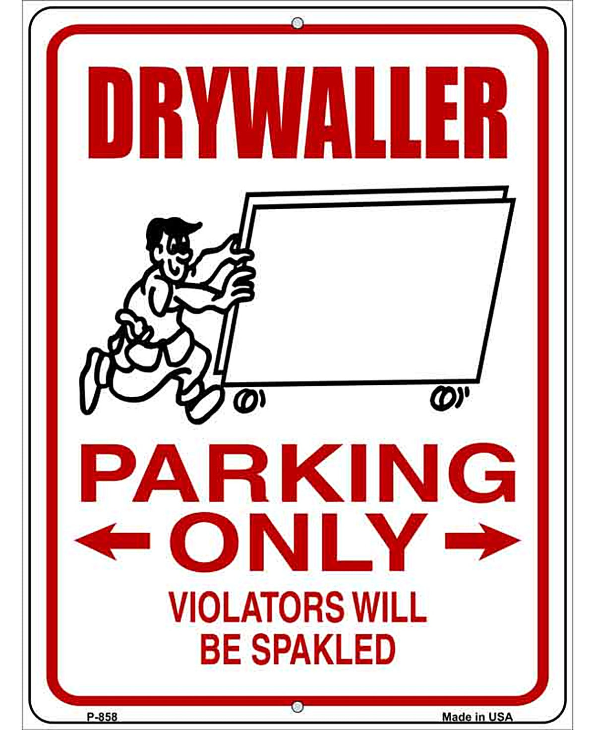 Drywall Parking Spakled Novelty Metal Parking Sign