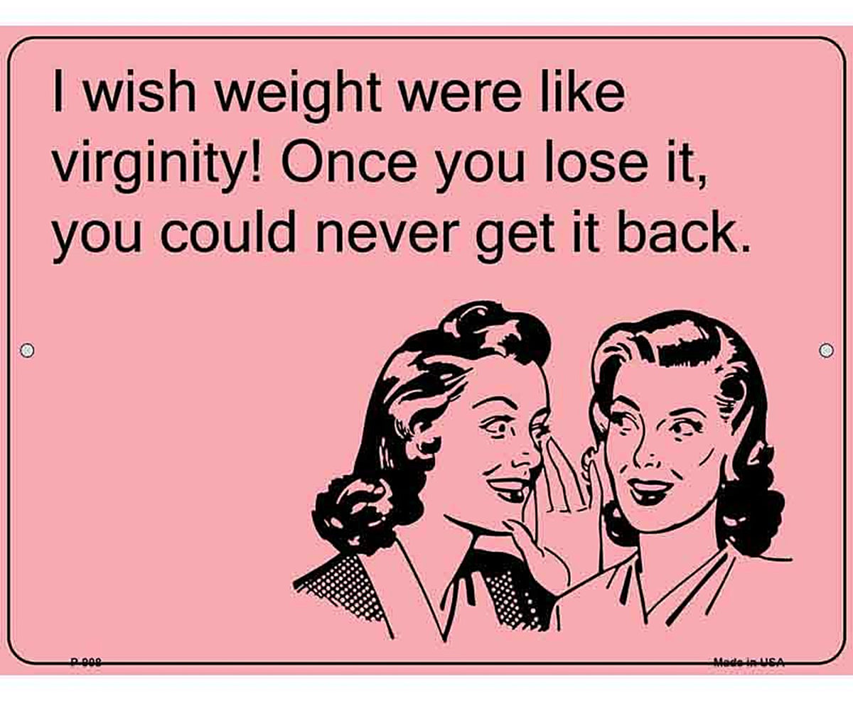 I wish weight were like virginity E-Card Metal Novelty Parking Sign