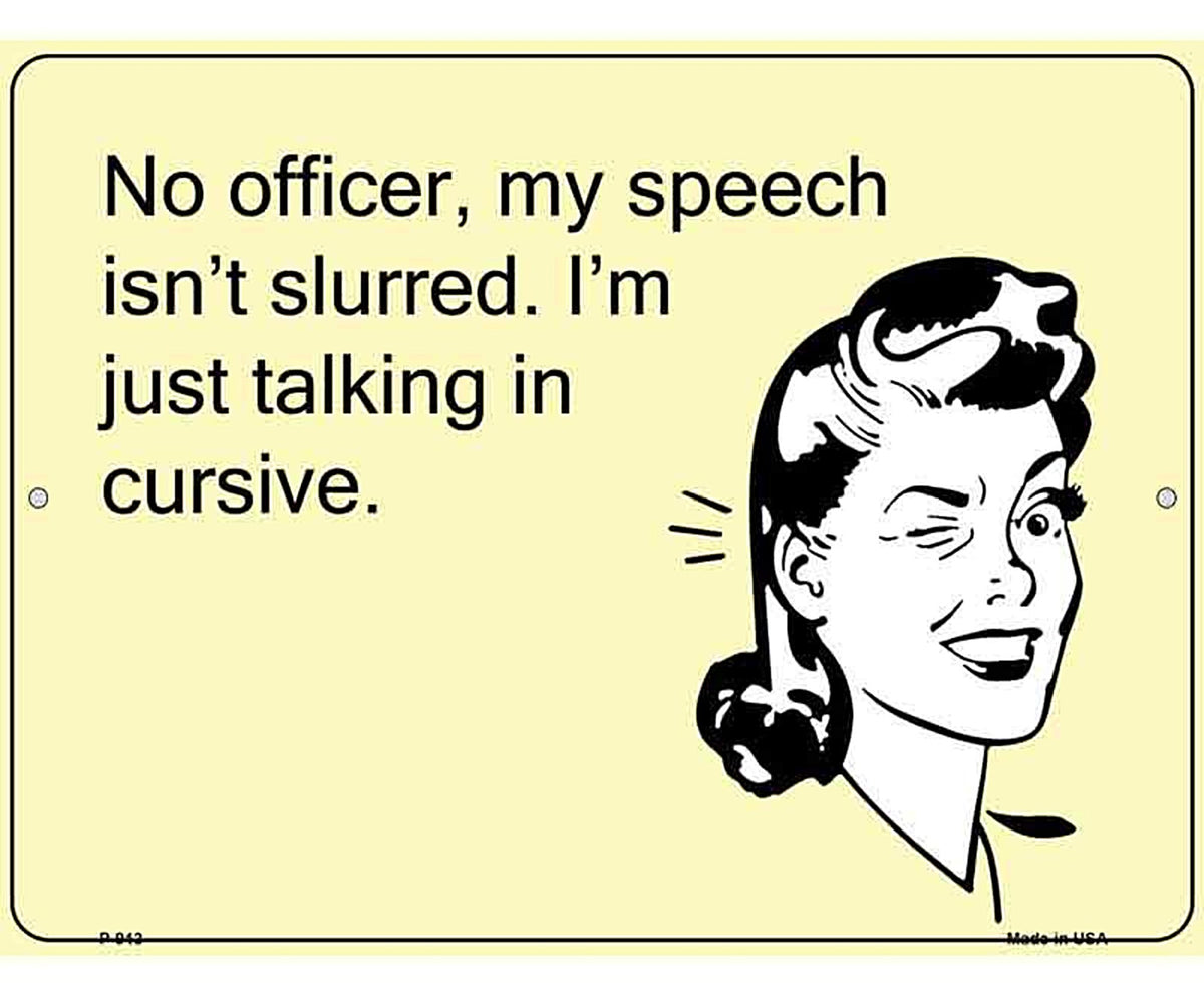 Just talking in cursive E-Card Metal Novelty Parking Sign