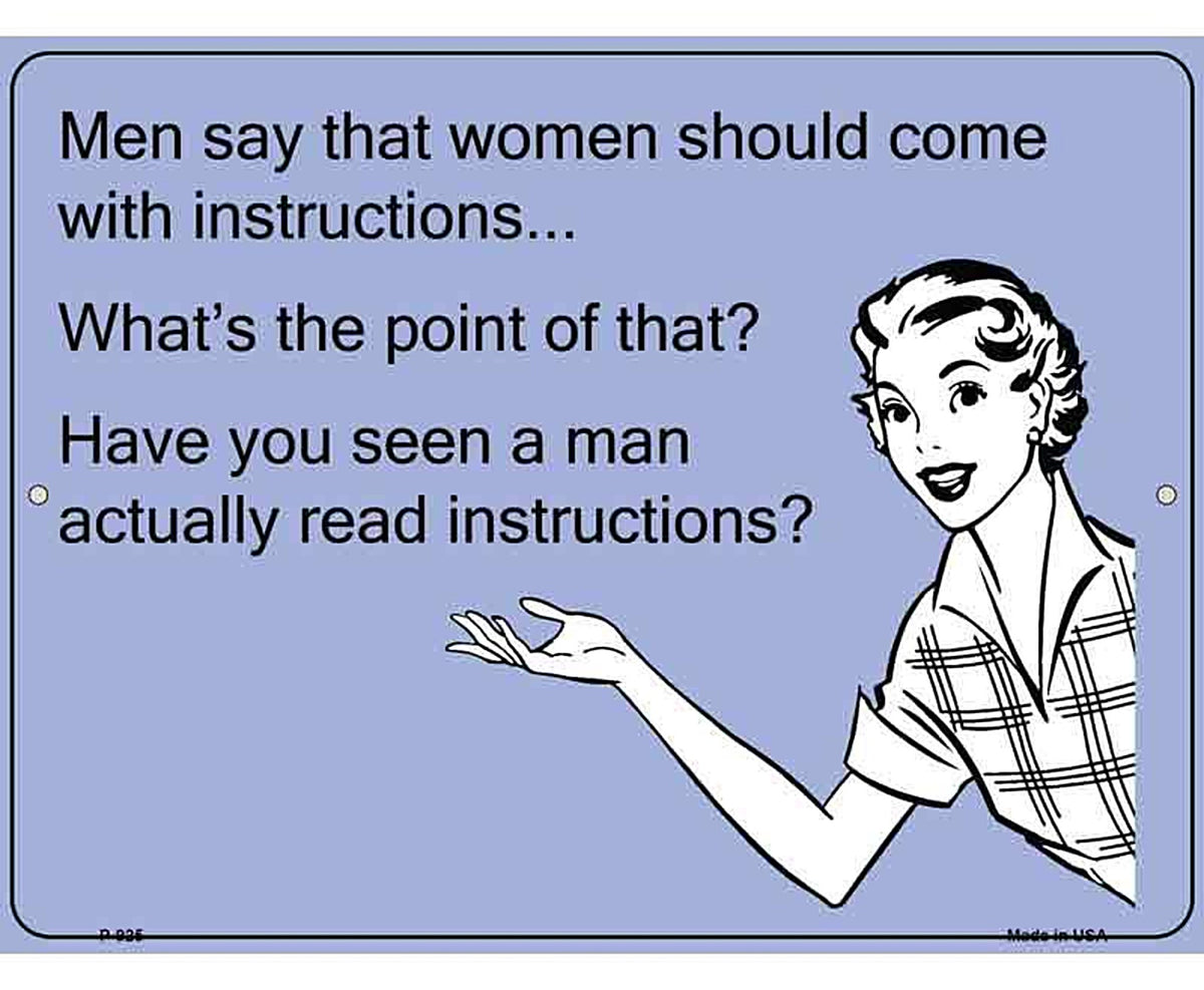 Women should come with instructions E-Card Metal Novelty Parking Sign