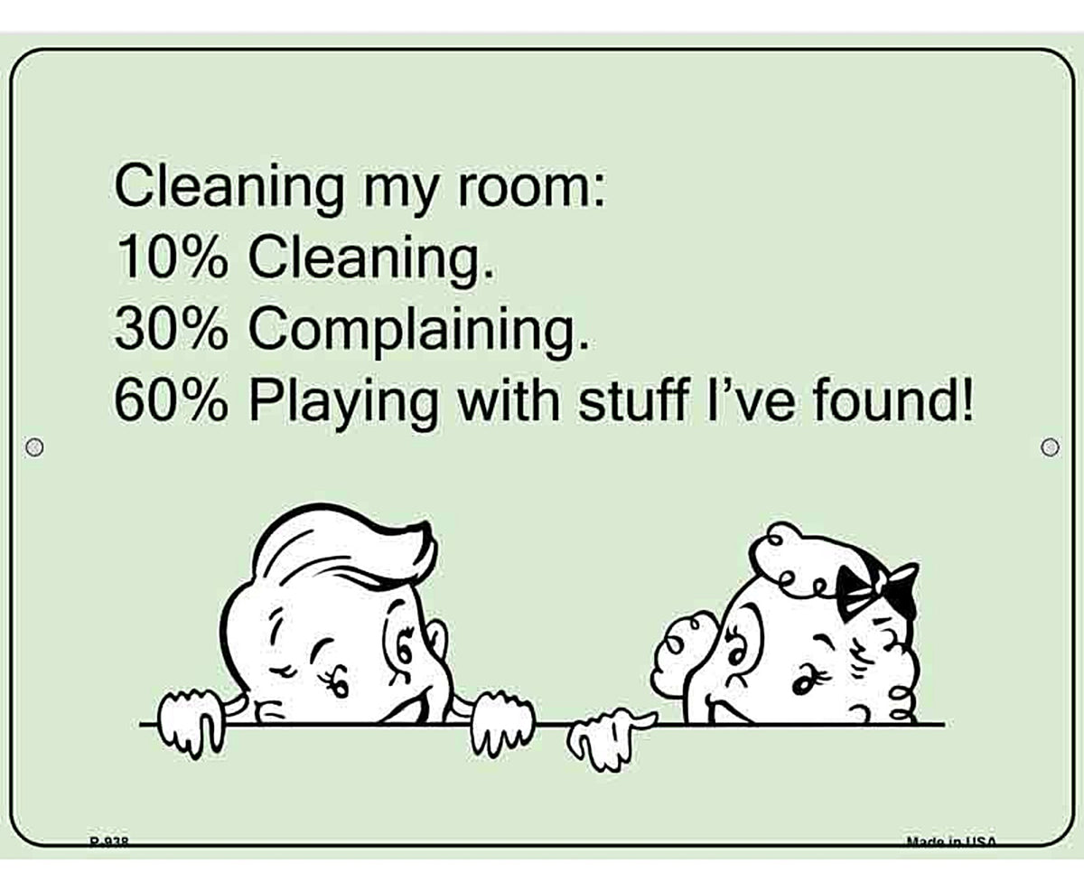 Cleaning My Room E-Cards Metal Novelty Parking Sign
