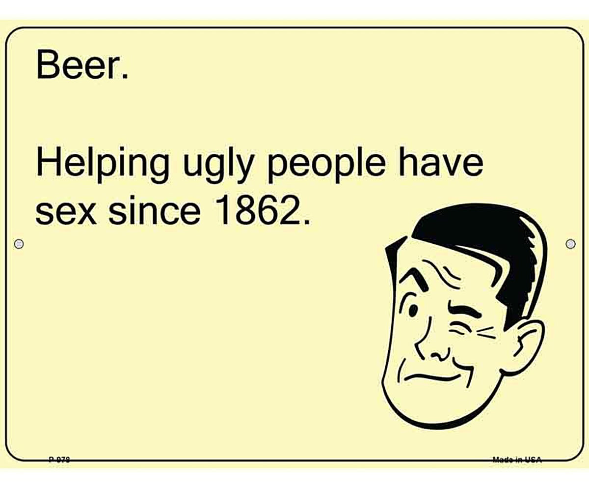 Beer Helping Ugly People E-Cards Metal Novelty Parking Sign