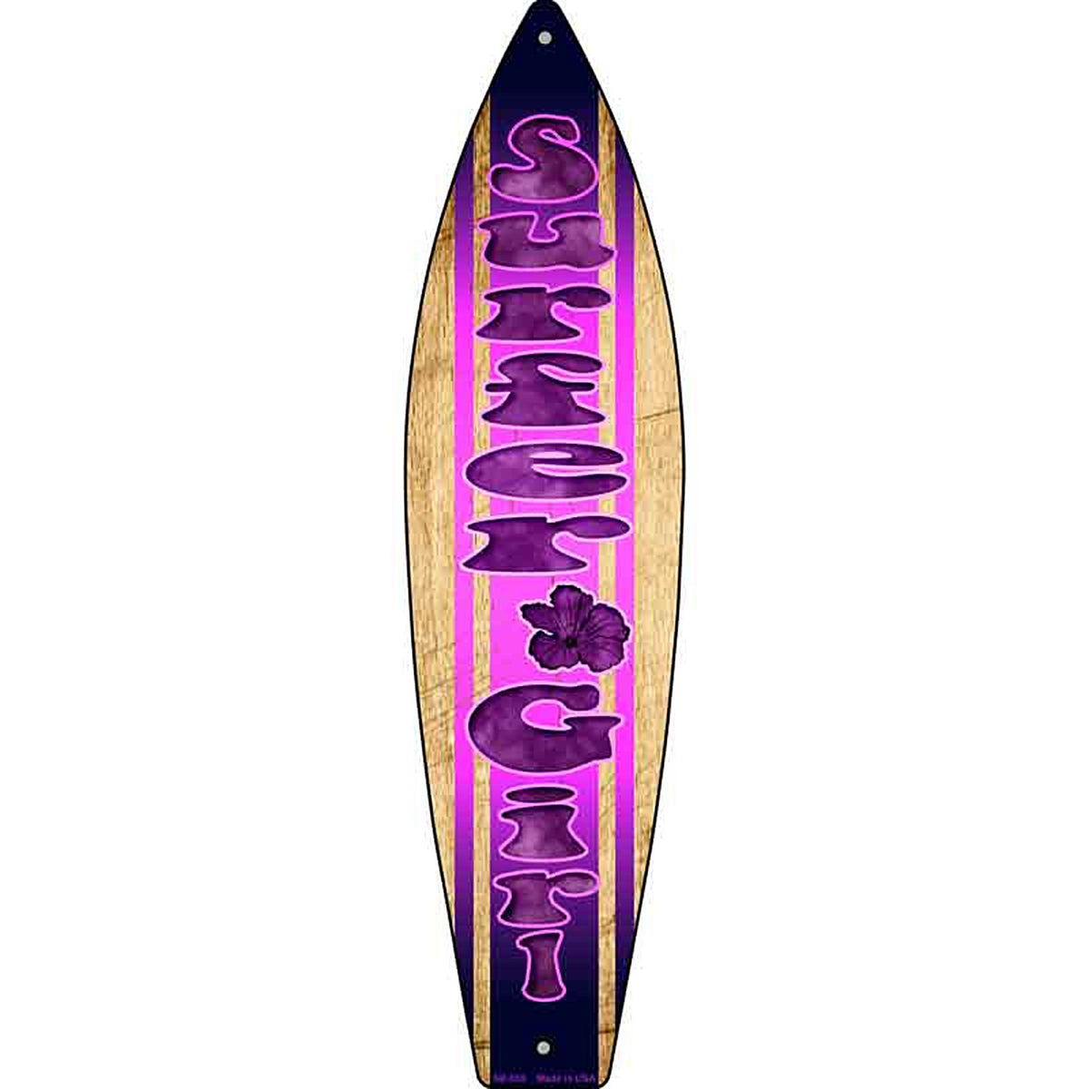 Surfer Girl Metal Surfboard Sign