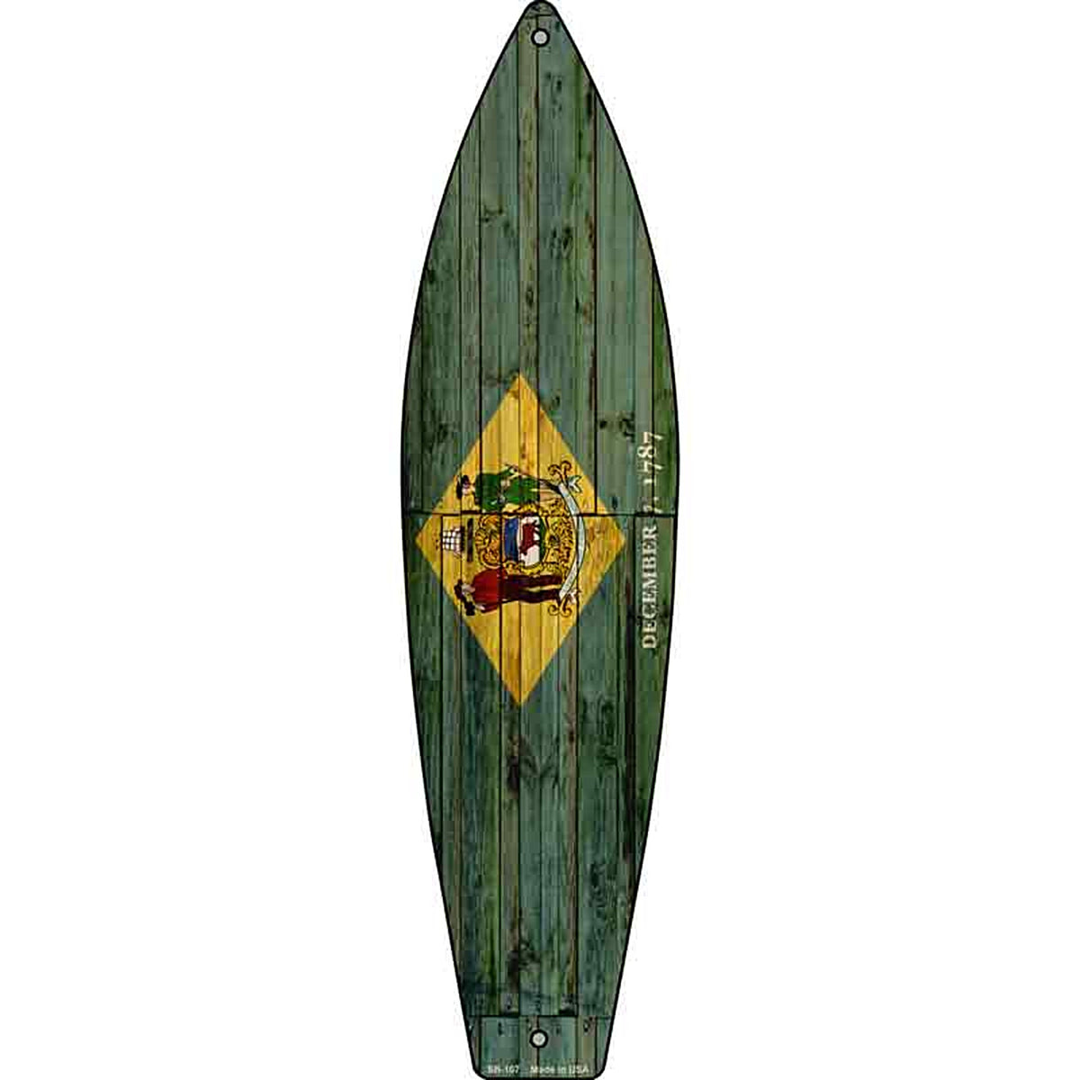 Delaware State Flag Metal Surfboard Sign
