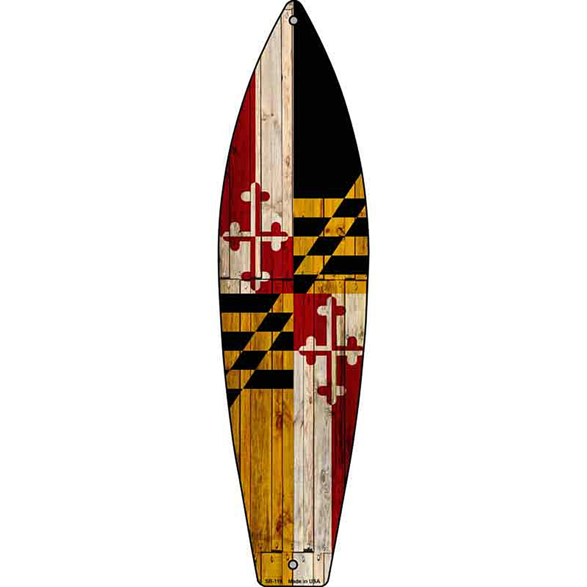 Maryland State Flag Metal Surfboard Sign