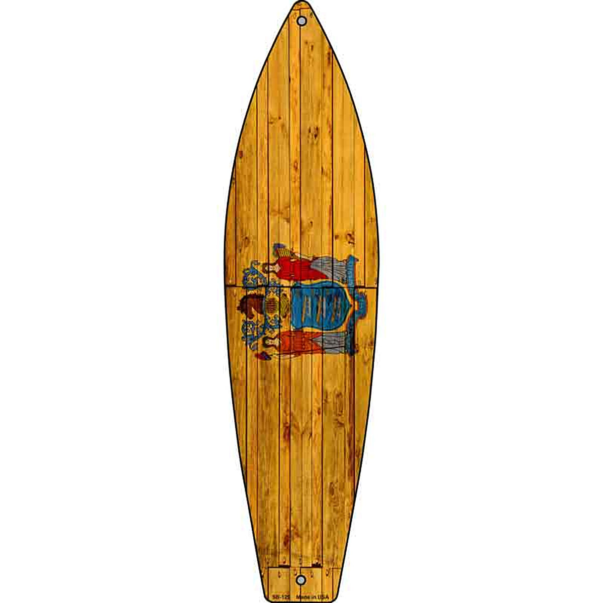 New Jersey State Flag Metal Surfboard Sign