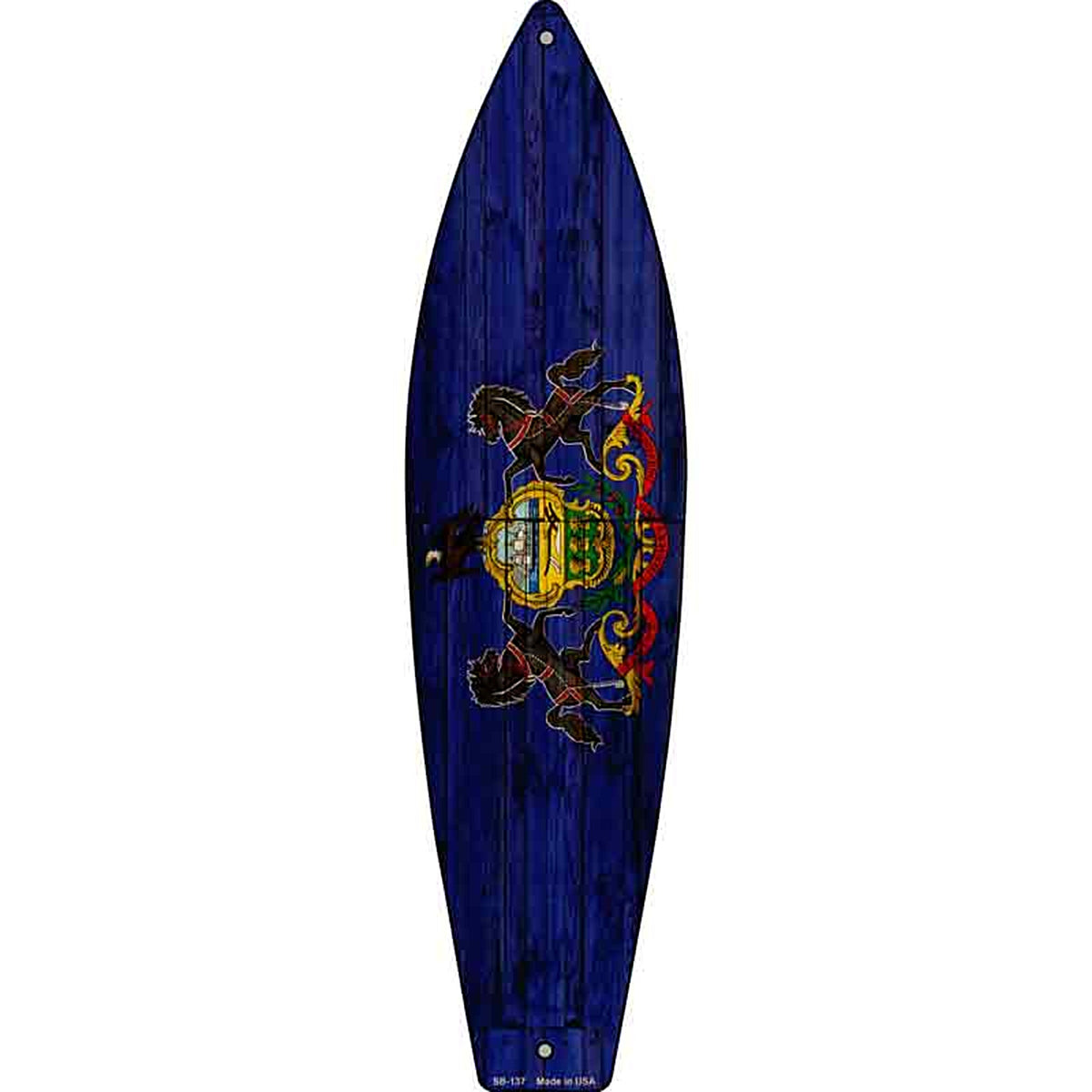 Pennsylvania State Flag Metal Surfboard Sign