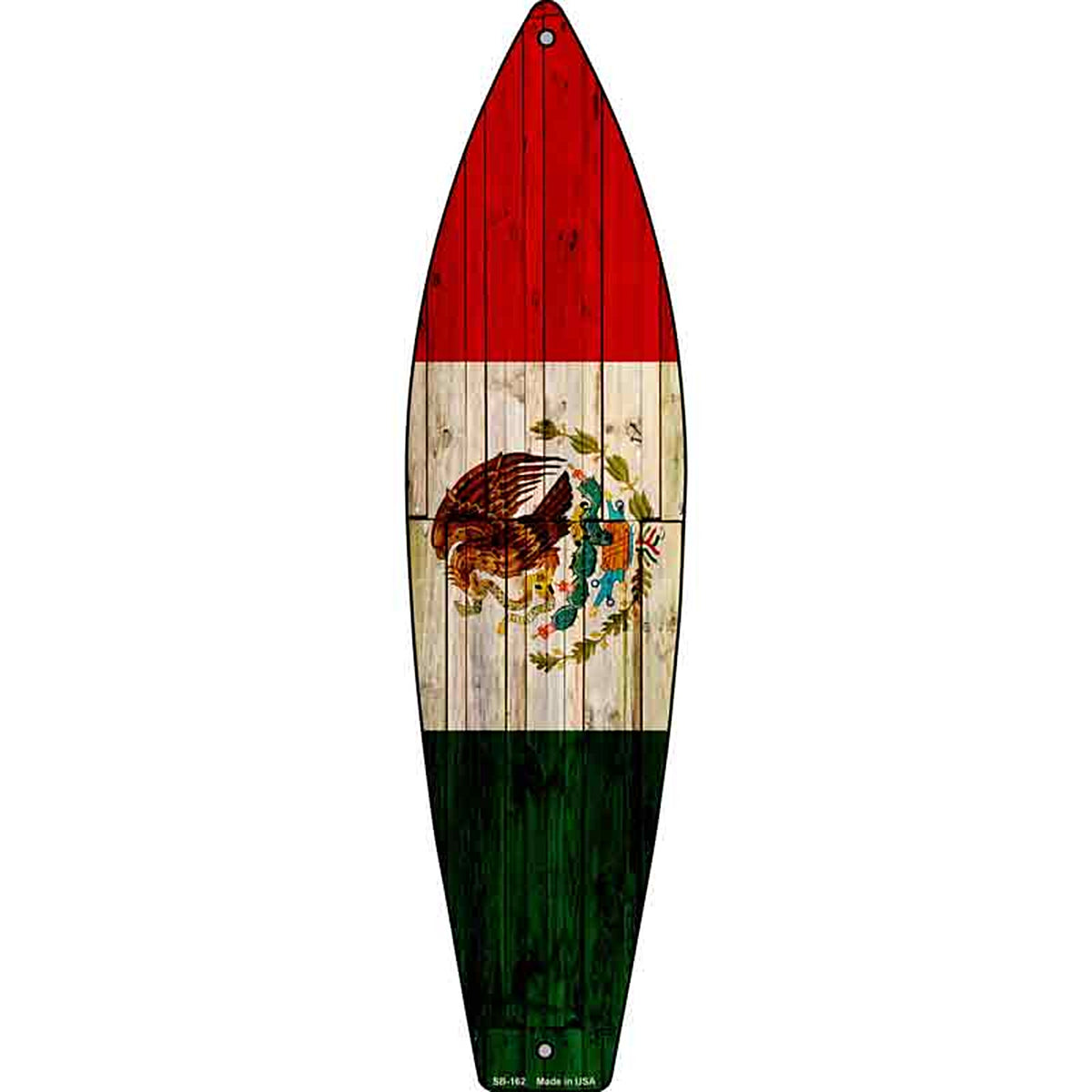 Mexico Flag Metal Surfboard Sign