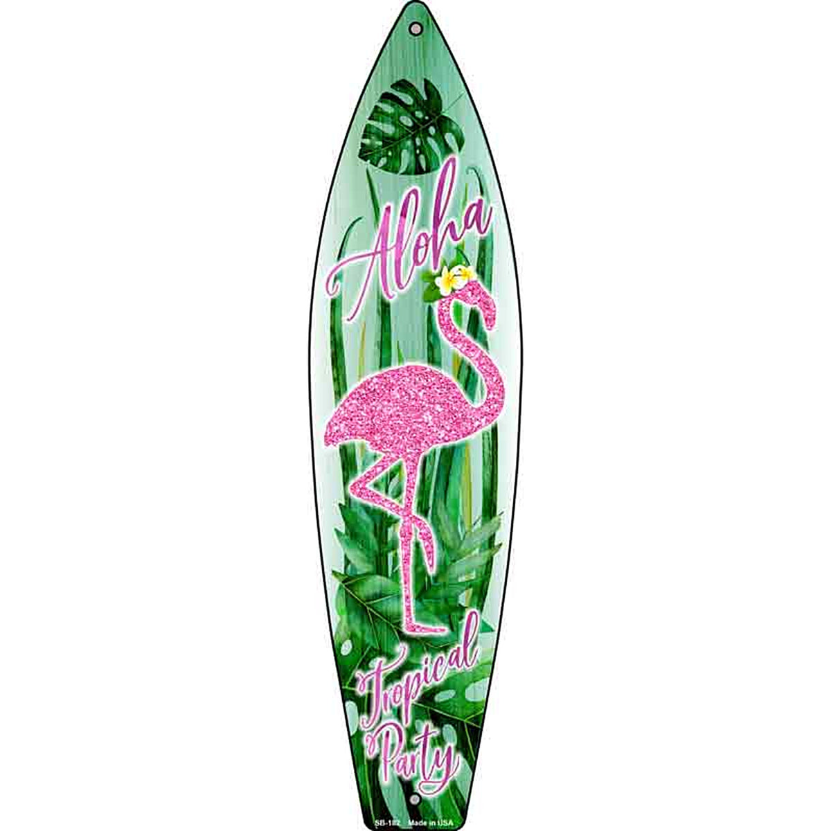 Tropical Party Metal Surfboard Sign