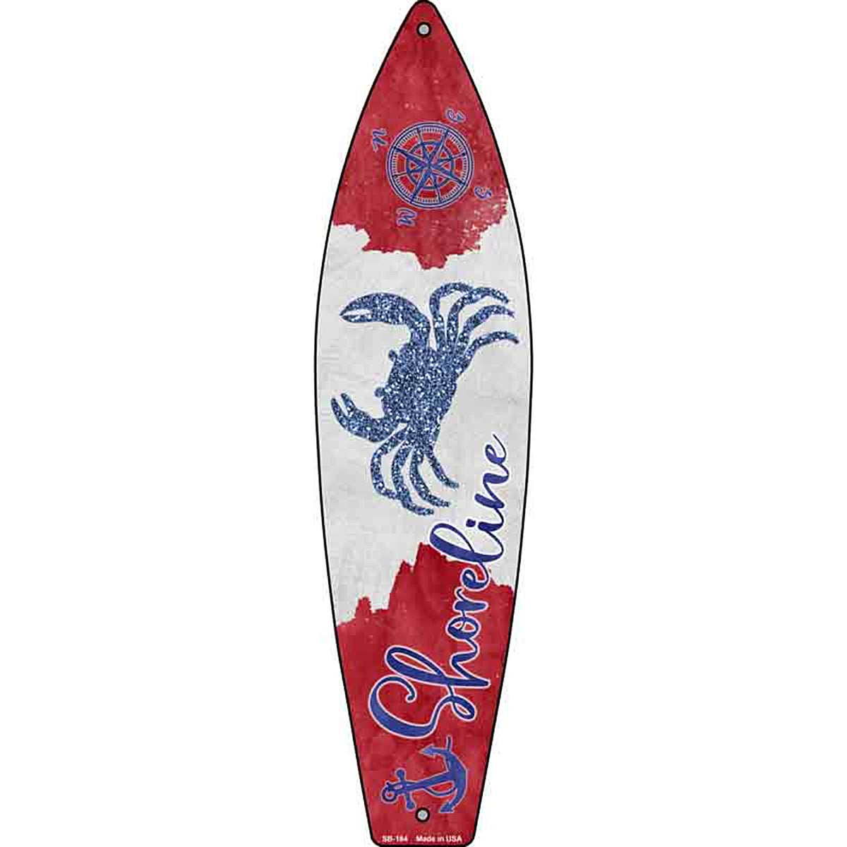 Crab Shoreline Metal Surfboard Sign