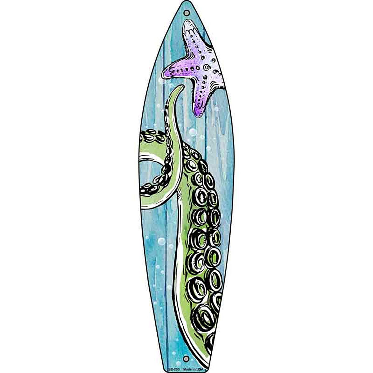 Octopus Tentacle and Starfish Metal Surfboard Sign