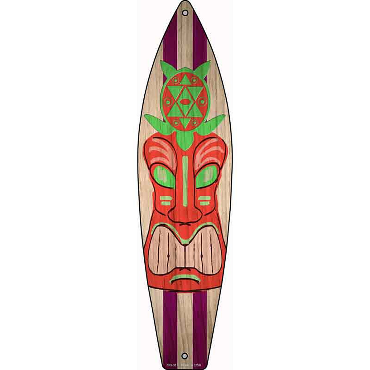 Tiki Turtle Metal Surfboard Sign