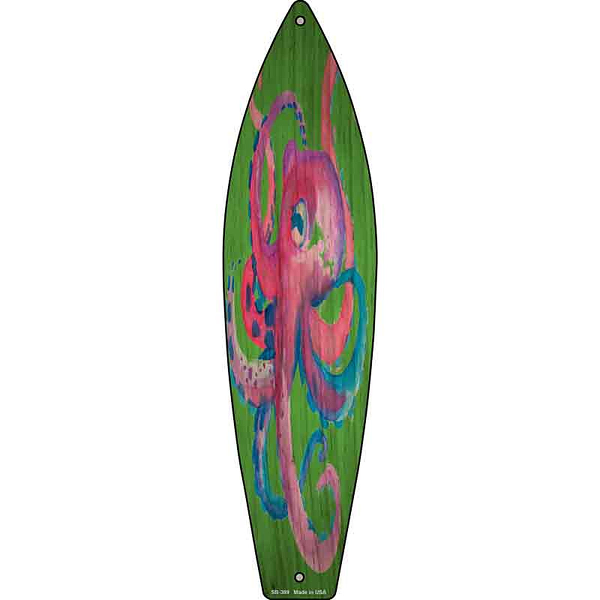 Colorful Octopus Metal Surfboard Sign
