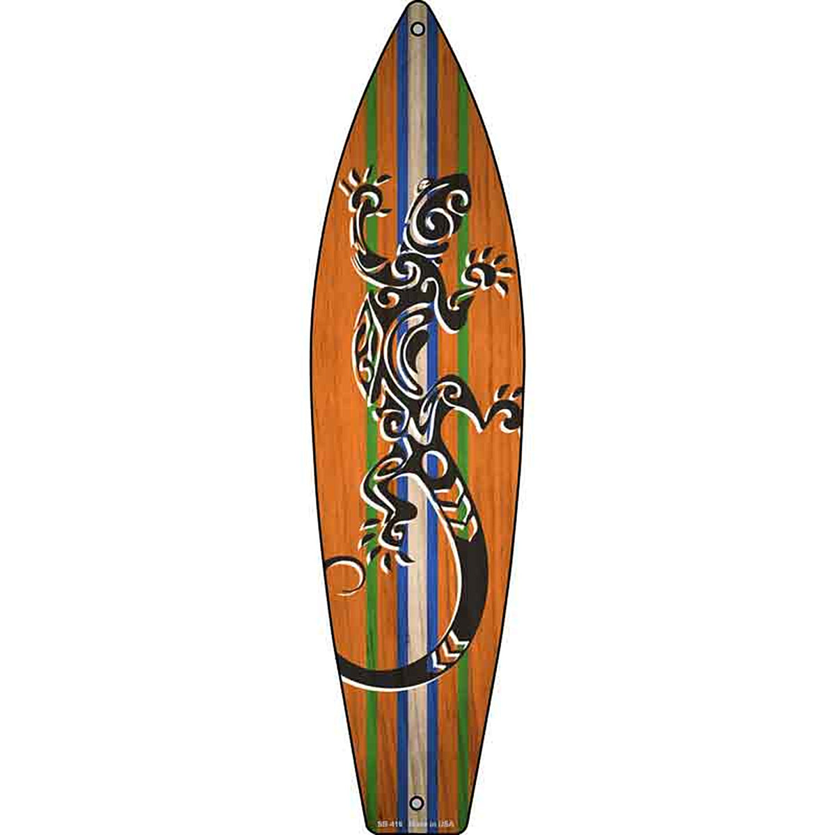Tribal Print Lizard Metal Surfboard Sign