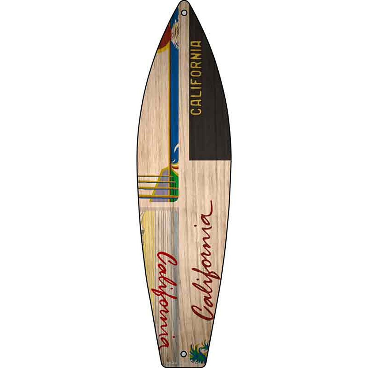 California License Plate Design Metal Surfboard Sign