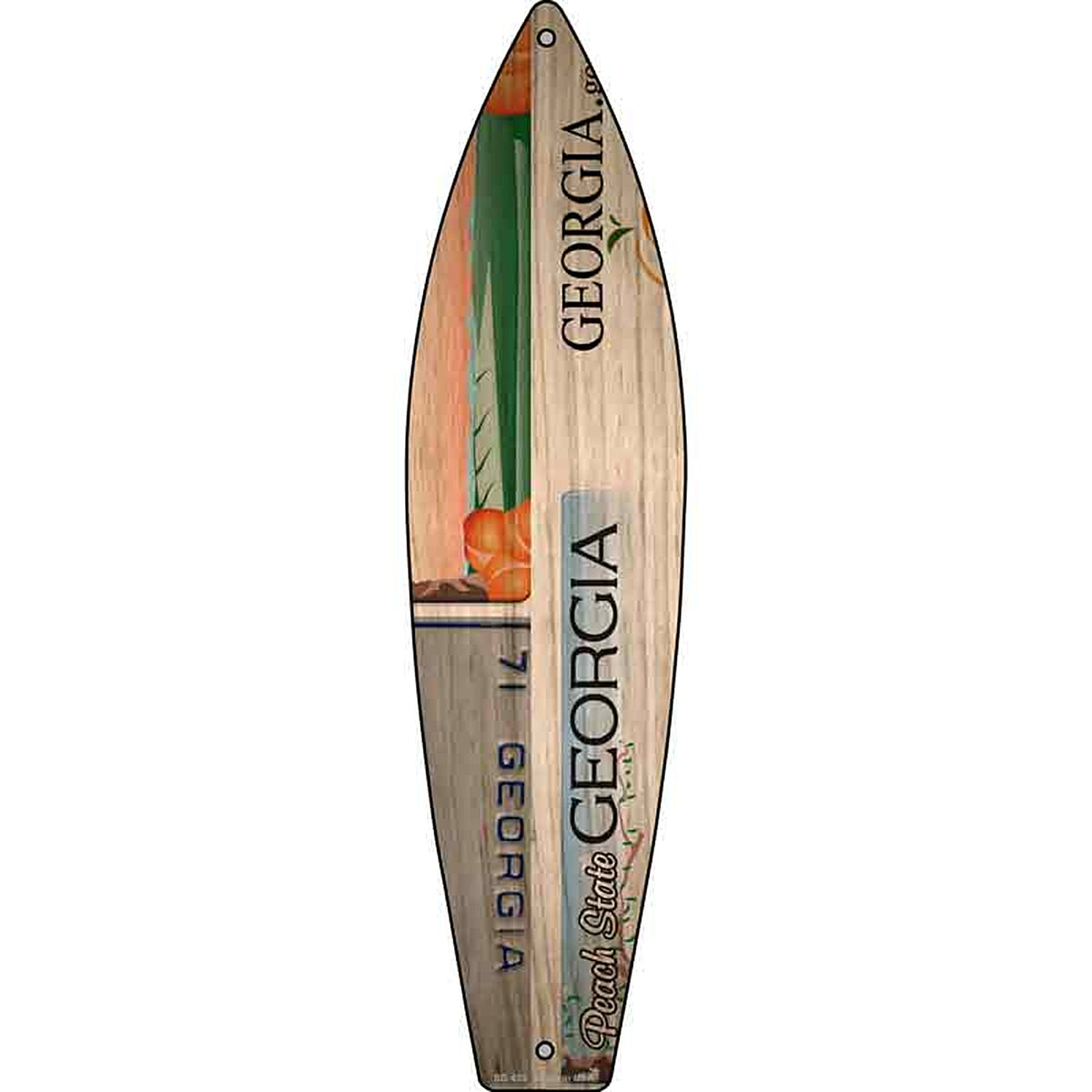 Georgia License Plate Design Metal Surfboard Sign