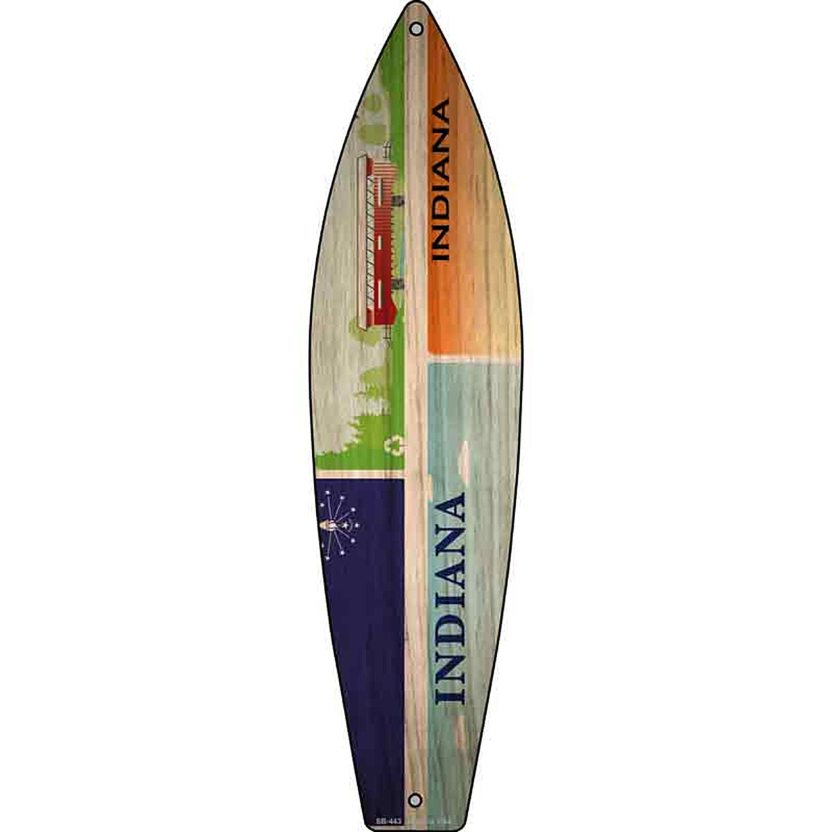 Indiana License Plate Design Metal Surfboard Sign