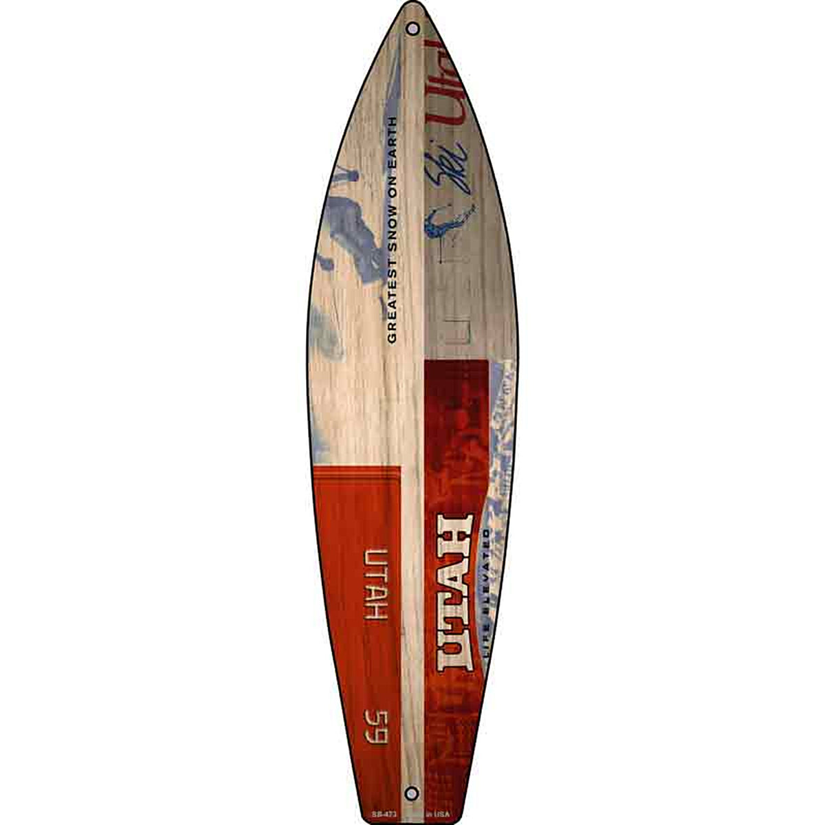 Utah License Plate Design Metal Surfboard Sign