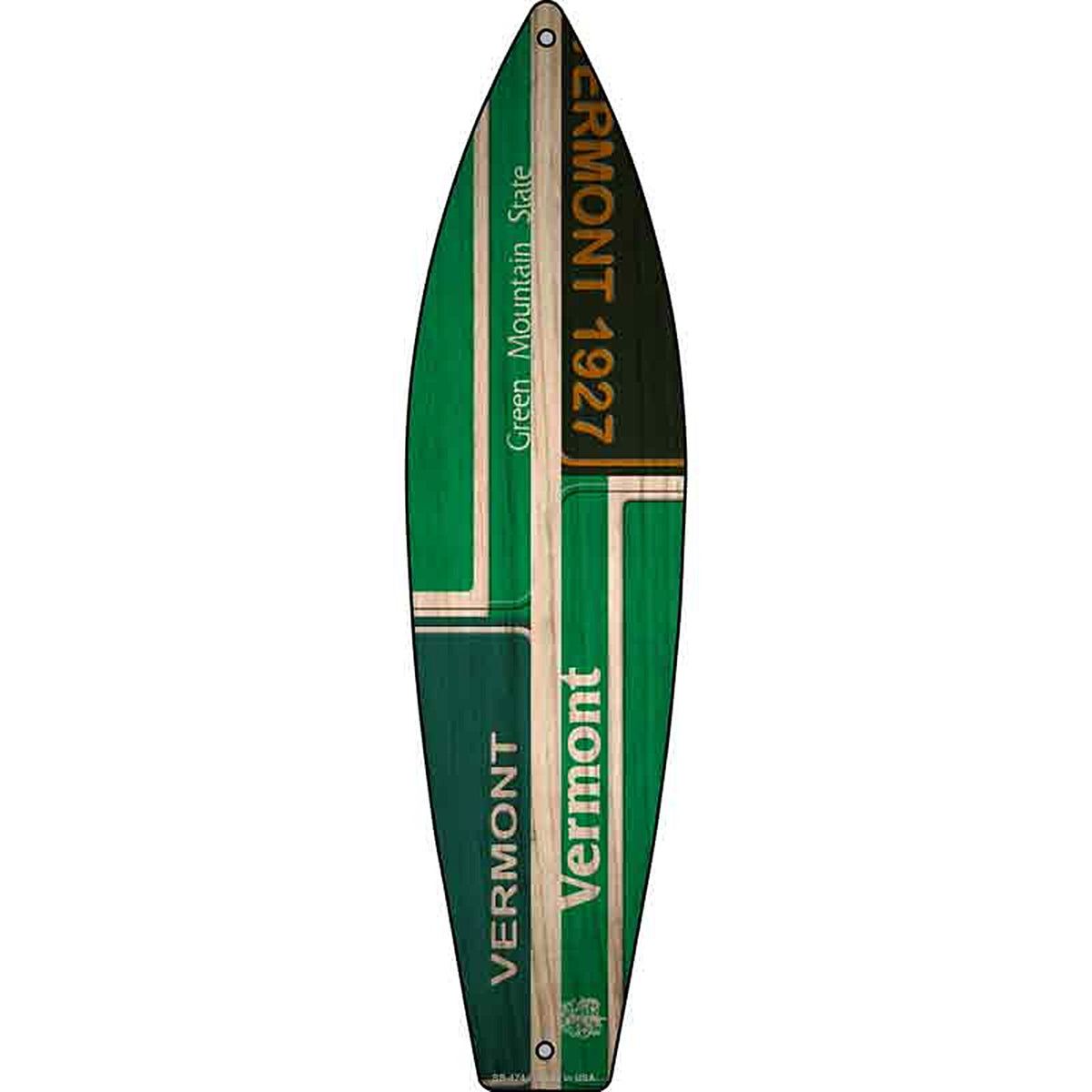 Vermont License Plate Design Metal Surfboard Sign