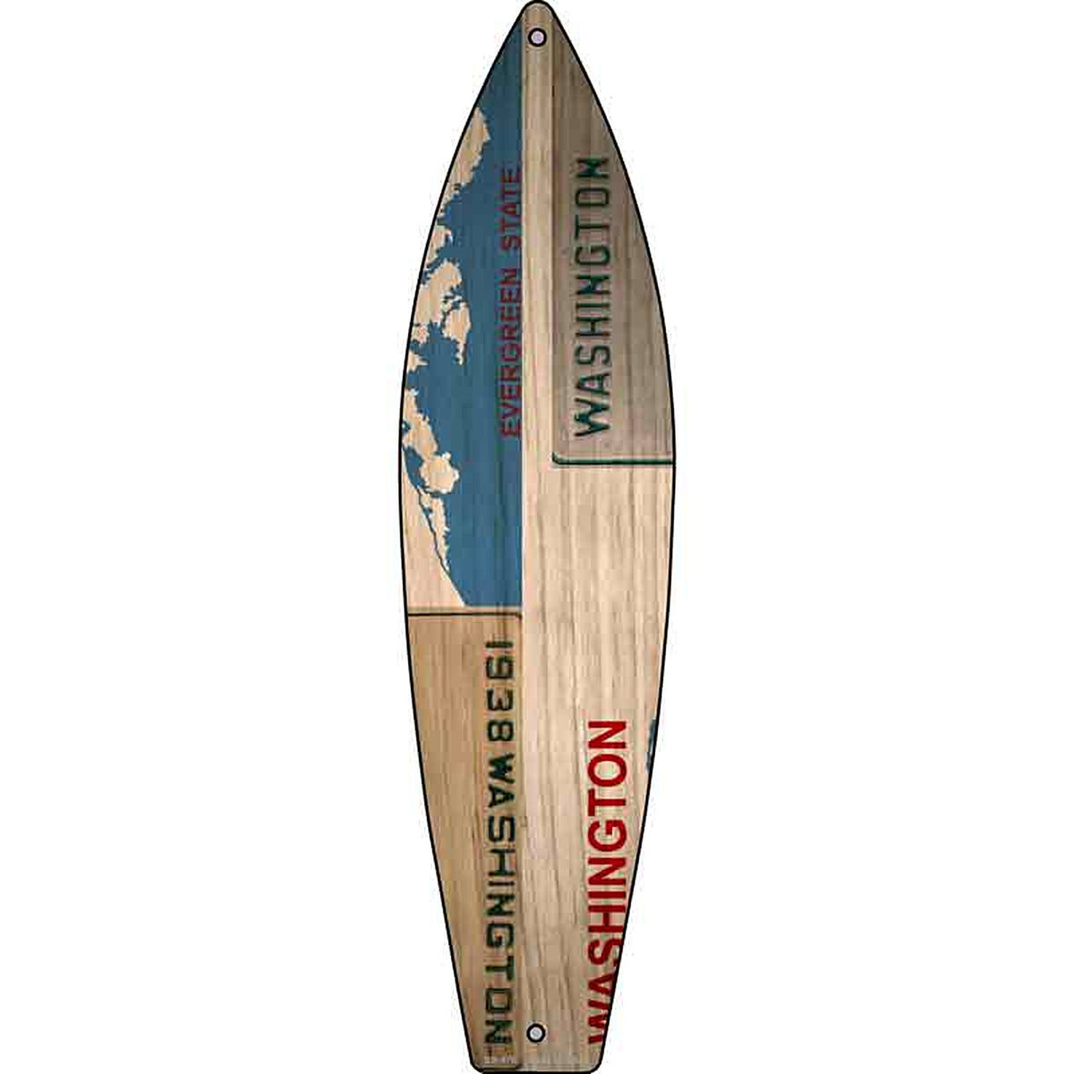 Washington License Plate Design Metal Surfboard Sign