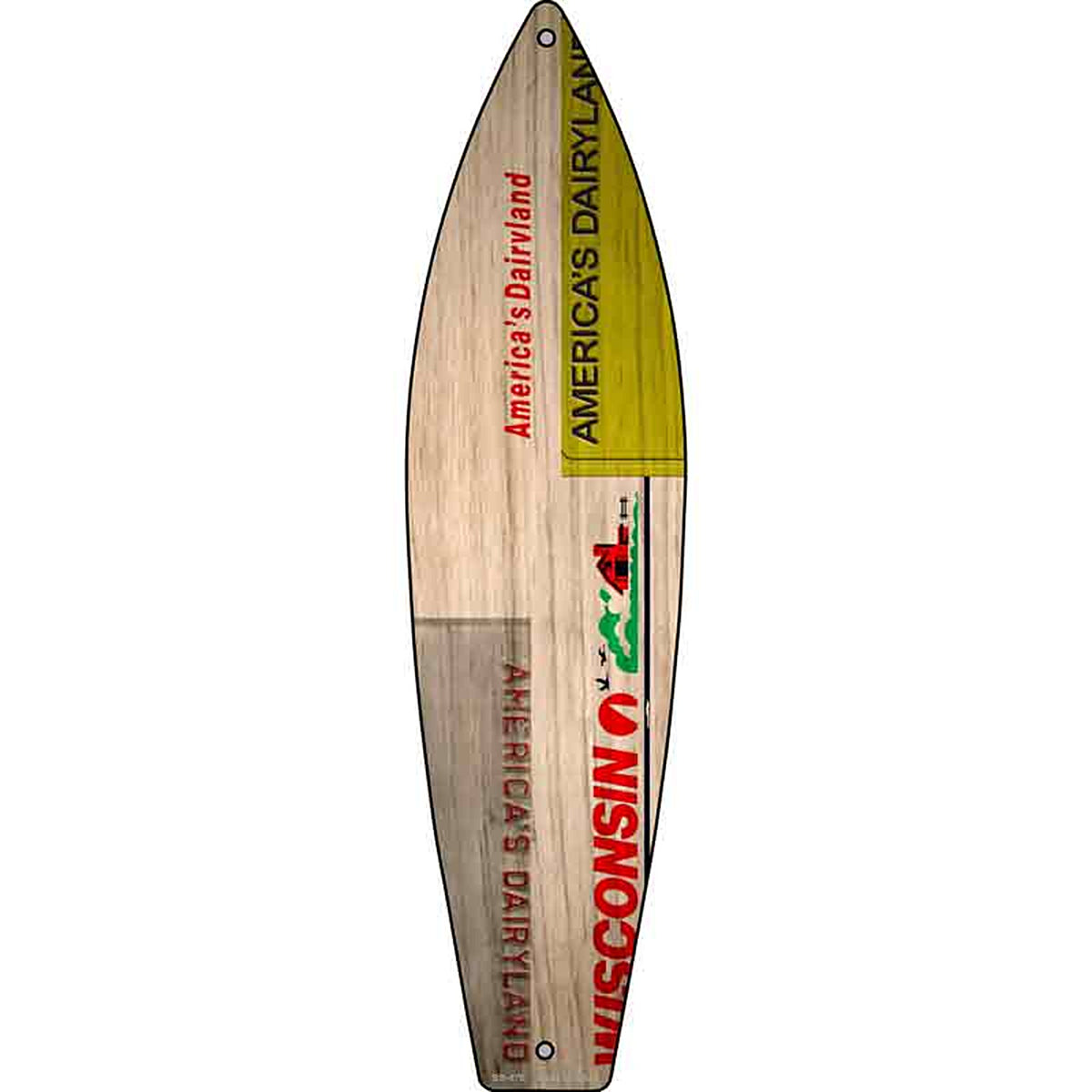 Wisconsin License Plate Design Metal Surfboard Sign