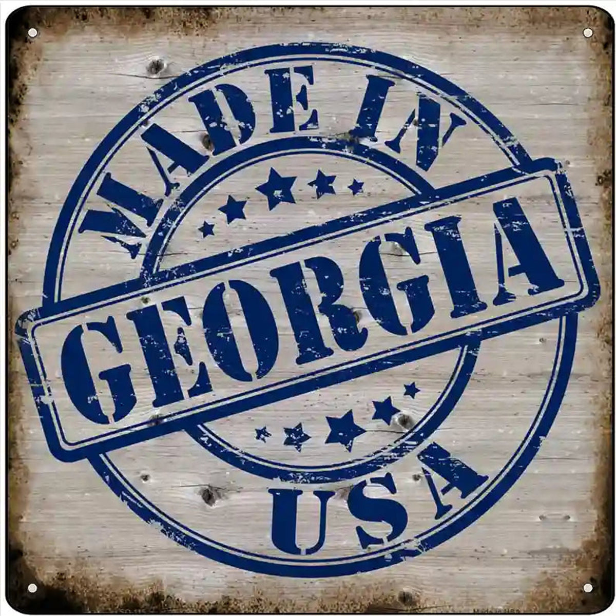 Georgia Stamp On Wood Novelty Metal Square Sign